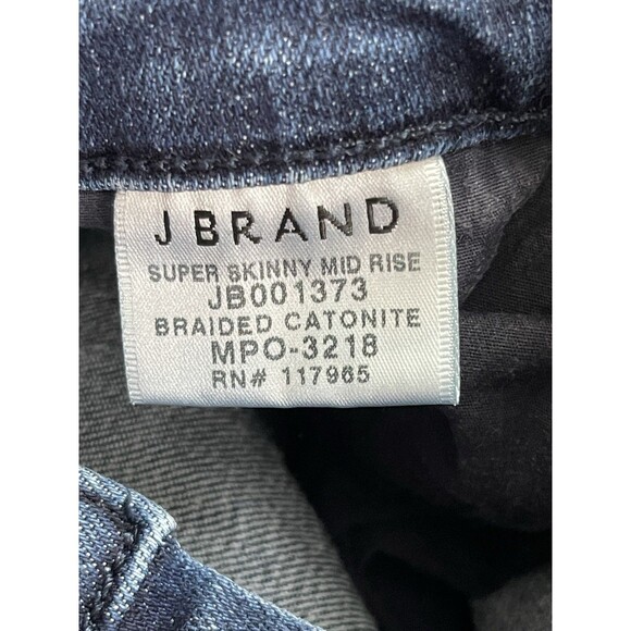 J Brand Jeans Super Skinny Mid Rise Braided Size 24 Frayed Hem Denim Blue - Picture 8 of 11